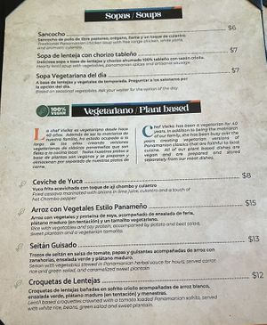 Menu  at El Nacional  in Panama City