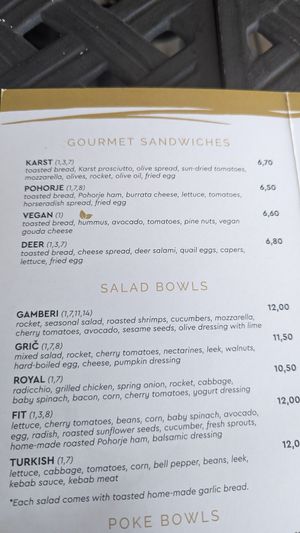 Menu at Gostilna Zlati Grič in Slovenske Konjice