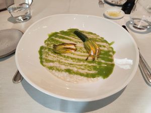 Zucchini flower risotto at Ristorante Ornellaia in Zurich