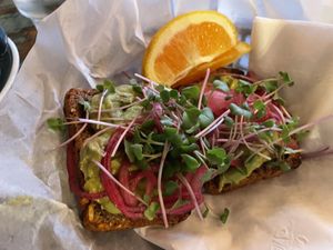 Avocado toast  at Lucky's Coffee Garage in Lebanon