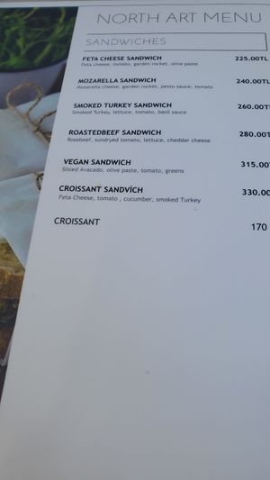 Menu at North Art Coffee in Istanbul