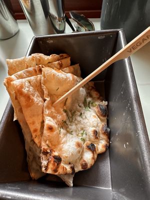 Vegan Garlic Naan - usually unheard of elsewhere  at Permit Room in Brighton
