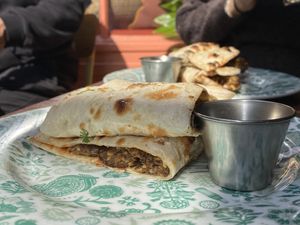 Vegan sausage naan  at Permit Room in Brighton