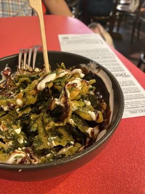 Crispy spinach chaat  at Permit Room in Brighton