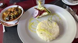 Vegetable curry with rice at Spice Curry in Funchal