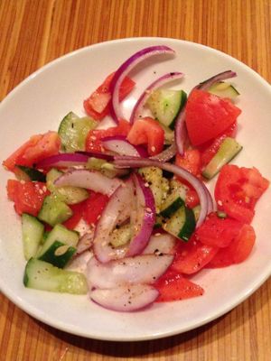Tomato cucumber side at Noodles & Company in Alexandria
