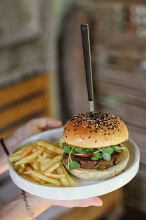 Grilled Onion Burger at PlantLab in Hoi An