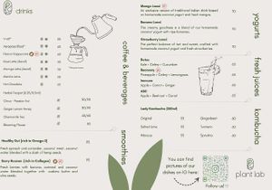 Menu: Drinks at PlantLab in Hoi An