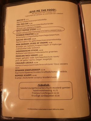 Menu at Zus en Zo in Bocholt