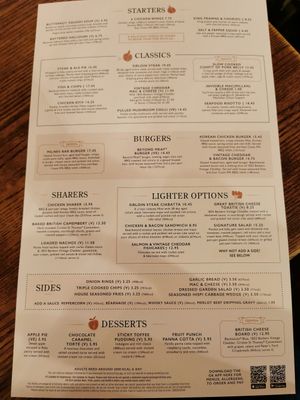 Menu at Milnes Bar in Edinburgh