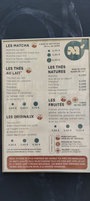 menu at Mat'cha - Bubble Tea Marseille in Marseille