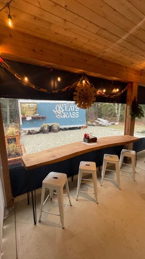 Outdoor patio enclosed for the winter! at Ox Eats Grass in Salt Spring Island