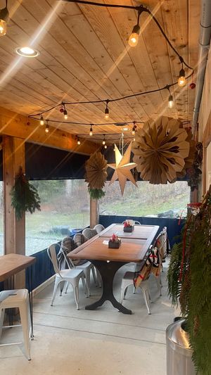 Outdoor patio enclosed for the winter! at Ox Eats Grass in Salt Spring Island