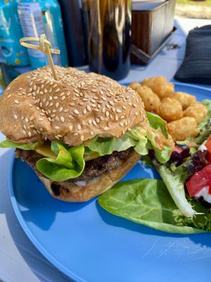 Awesome lentil burger!  at Ox Eats Grass in Salt Spring Island