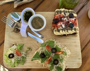 Hummus avocado toast and sweet toast   at Elixir Spot - Centro - temporarily closed in Puerto Vallarta