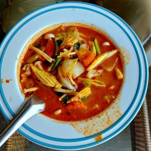 Vegan Tom yum soup at Siam Kitchen in Koh Chang