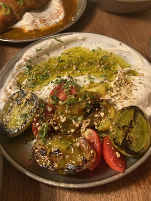 Grilled green tomatos   at Faire Tapas & Wine in Barcelona