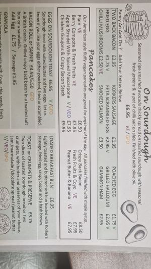 Menu at Brunch & Brew in Tenterden