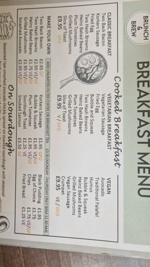 Menu at Brunch & Brew in Tenterden