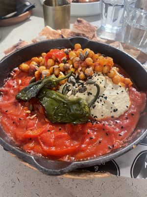 Chickpea stew with pita bread & hummus   at Brunch & Brew in Tenterden
