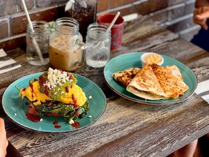 Harissa Avocado toast and the breakfast quesadilla, both can be made completely vegan  at Morningstar Cafe in Toms River