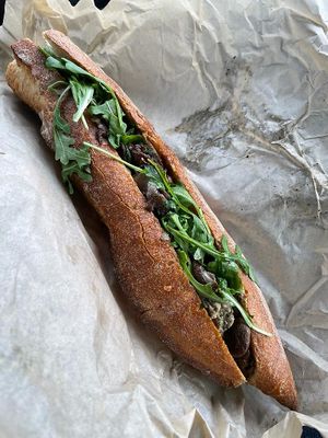 Fungi is delicious, best mushroom sandwich at Black Market Meats in Lakewood