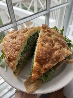 Pesto Sandwich with Homemade Foccacia Bread  at Black Market Meats in Lakewood