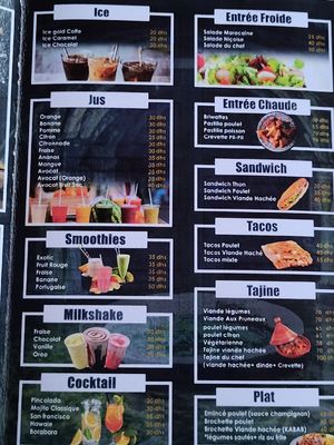 Full menu at La Portugaise in El Jadida