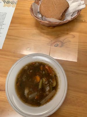 Vegan soup at Reencuentro con la Naturaleza in La Paz