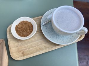 Black sesame latte  at superplanty in Zagreb