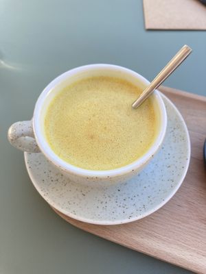 Golden latte   at superplanty in Zagreb