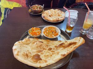 Lunch set with naan bread at Everest in Matsumoto