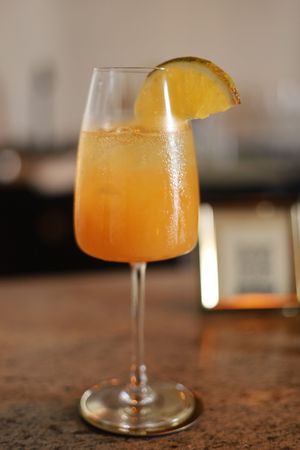 Sangría Valencia with alcohol-free alcohol at Aliado Bar & Aperitivo in San Juan