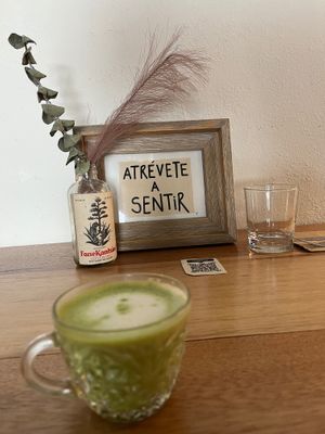matcha latte at Aliado Bar & Aperitivo in San Juan