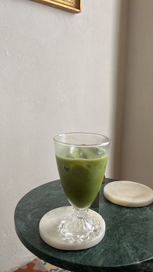 matcha iced latte at Aliado Bar & Aperitivo in San Juan