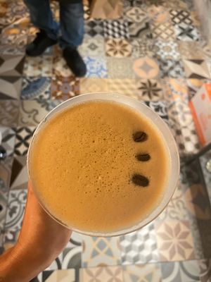 espresso martini with homemade cacao syrup  at Aliado Bar & Aperitivo in San Juan