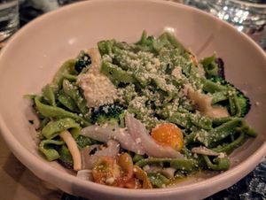 Fresh spinach pasta at Aliado Bar & Aperitivo in San Juan