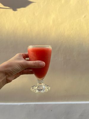 watermelon juice. made at our restaurant. at Aliado Bar & Aperitivo in San Juan