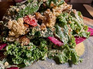 excellent Caesar salad at Aliado Bar & Aperitivo in San Juan