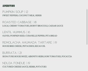 Menu in May 2026  at Aliado Bar & Aperitivo in San Juan