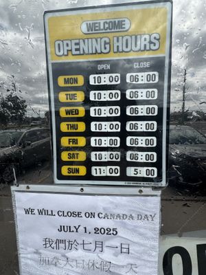 Opening Hours   at Real Vegetarian Food Store in Toronto