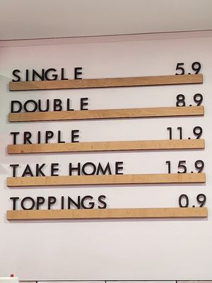 Prices Oct 2023 at Numi Ice Cream in Palm Cove