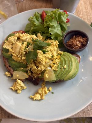 Avocado toast with the egg swapped for tofu  at Sage Brunch in Lisbon