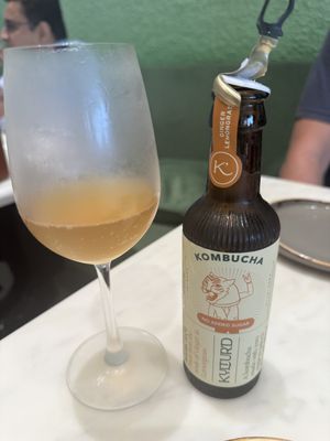 Kombucha comes in a chilled glasss  at Earth Cafe @ BKC in Mumbai