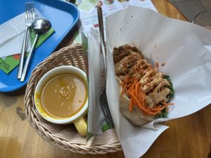 The half sandwich, soup  at Falafel Brothers - Otemachi in Tokyo