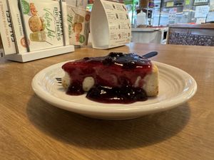 Vegan cheesecake with blueberry sauce .  at Falafel Brothers - Otemachi in Tokyo