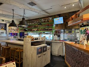 Single seating and food prep area.  at Falafel Brothers - Otemachi in Tokyo