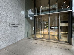 Entrance Otemachi Financial City South Tower.  at Falafel Brothers - Otemachi in Tokyo