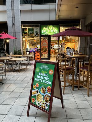 Outside seating/entrance from outside.  at Falafel Brothers - Otemachi in Tokyo