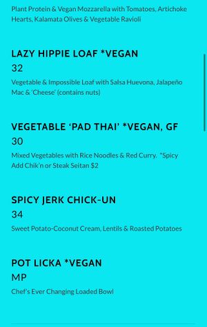 Great vegan menu  at The Studio in Hilton Head Island